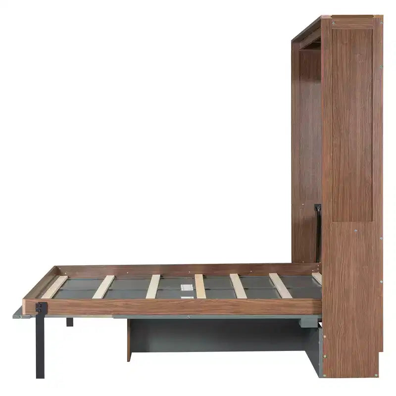 Letto a scomparsa a grandezza naturale, Letto a scomparsa in legno con scrivania pieghevole, Letto a muro pieghevole per ufficio o camera degli ospiti