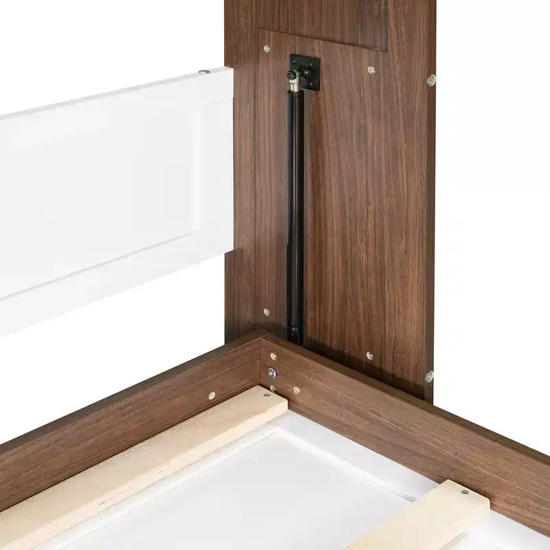 Letto a scomparsa a grandezza naturale, Letto a scomparsa in legno con scrivania pieghevole, Letto a muro pieghevole per ufficio o camera degli ospiti