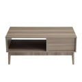 39.4 Modern Farmhouse Coffee Table C Natural Wood, Rustic Fluted MDF Design with Open Shelf & Drawer Storage C Perfect for Living Room (1-Pack)