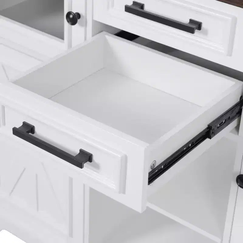 Isola da Cucina sumyeg 54.9 con Piano Ribaltabile, Presa Elettrica, Carrello Contenitore con Ante in Vetro e a Battente, 4 Ripiani e Ruote (Senza Sgabelli)