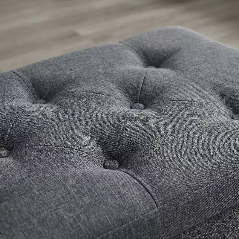 Panca Contenitore Ottomana Pieghevole, Poggiapiedi Ottomano, Panca Fondo Letto, Baule Contenitore, per Soggiorno, Camera da Letto, Ingresso, 76 cm, Grigio