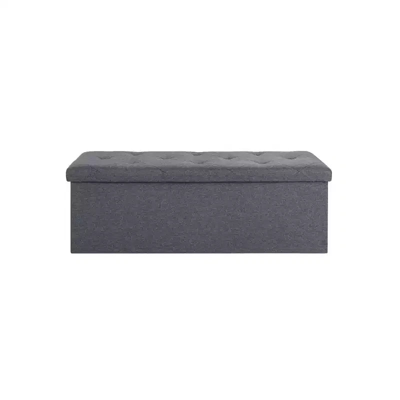 Panca Contenitore Ottomana Pieghevole, Poggiapiedi Ottomano, Panca Fondo Letto, Baule Contenitore, per Soggiorno, Camera da Letto, Ingresso, 76 cm, Grigio
