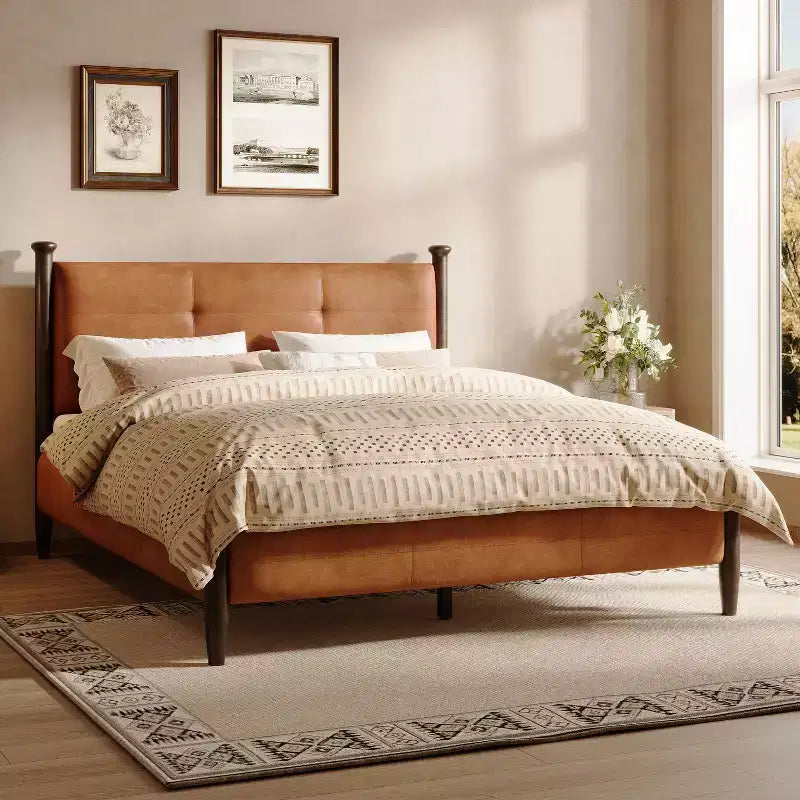 Christopher Knight Home Yasmine Letto imbottito capitonné in similpelle stile cottage