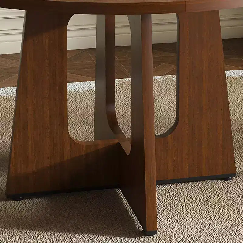 Tavolo da pranzo rotondo MAYEERTY stile fattoria, tavolo da cucina in MDF effetto legno con capacità di peso di 136 kg, tavolo da sala da pranzo facile da montare