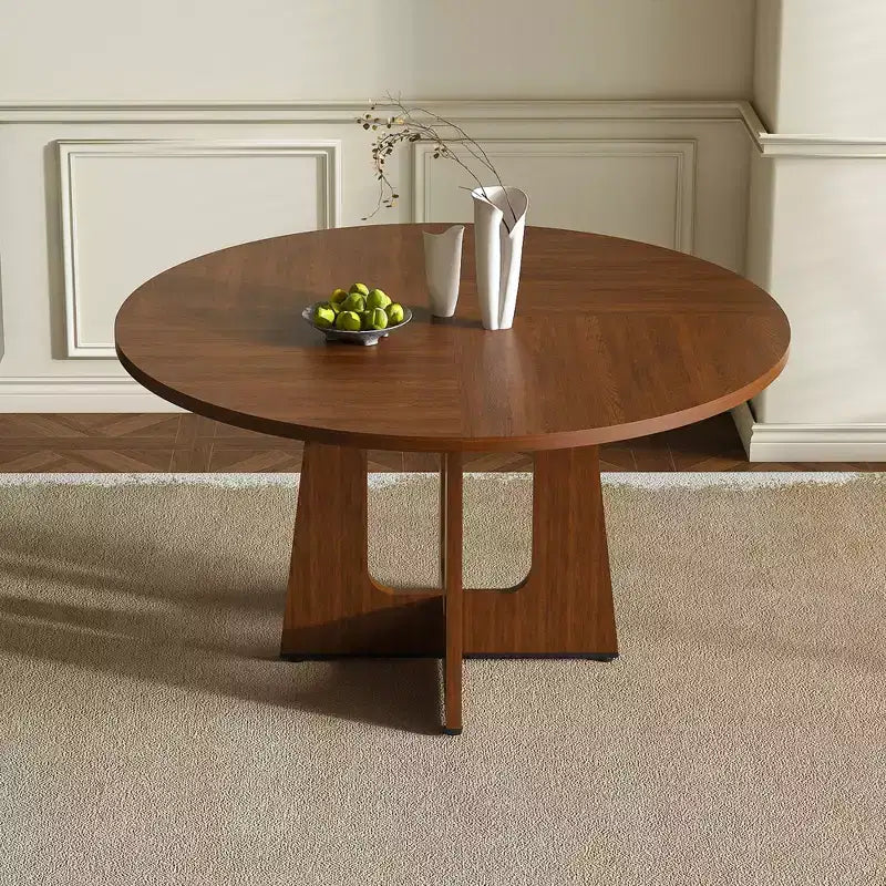 Tavolo da pranzo rotondo MAYEERTY stile fattoria, tavolo da cucina in MDF effetto legno con capacità di peso di 136 kg, tavolo da sala da pranzo facile da montare