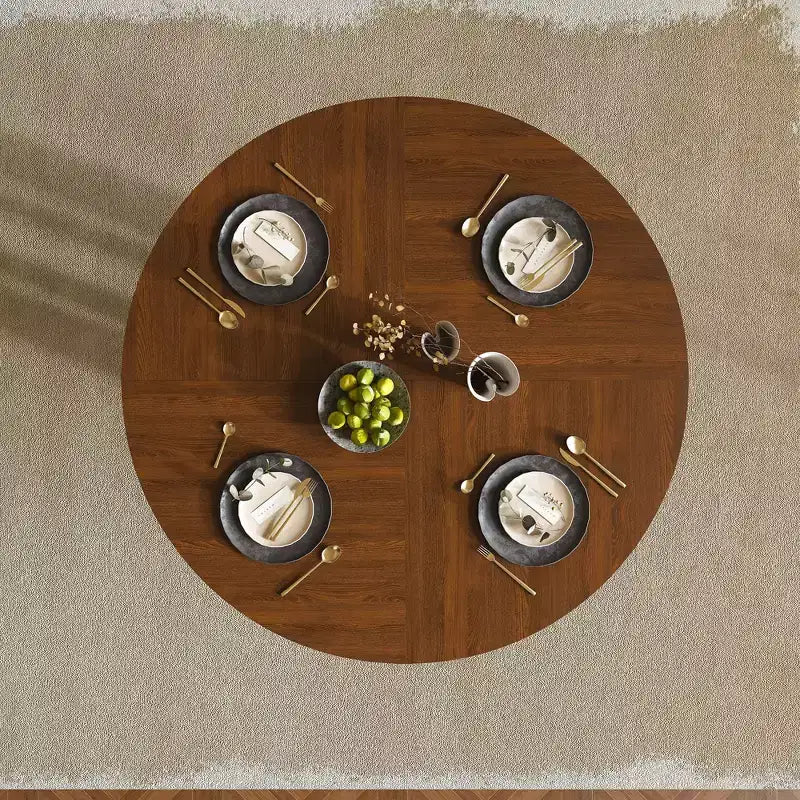 Tavolo da pranzo rotondo MAYEERTY stile fattoria, tavolo da cucina in MDF effetto legno con capacità di peso di 136 kg, tavolo da sala da pranzo facile da montare