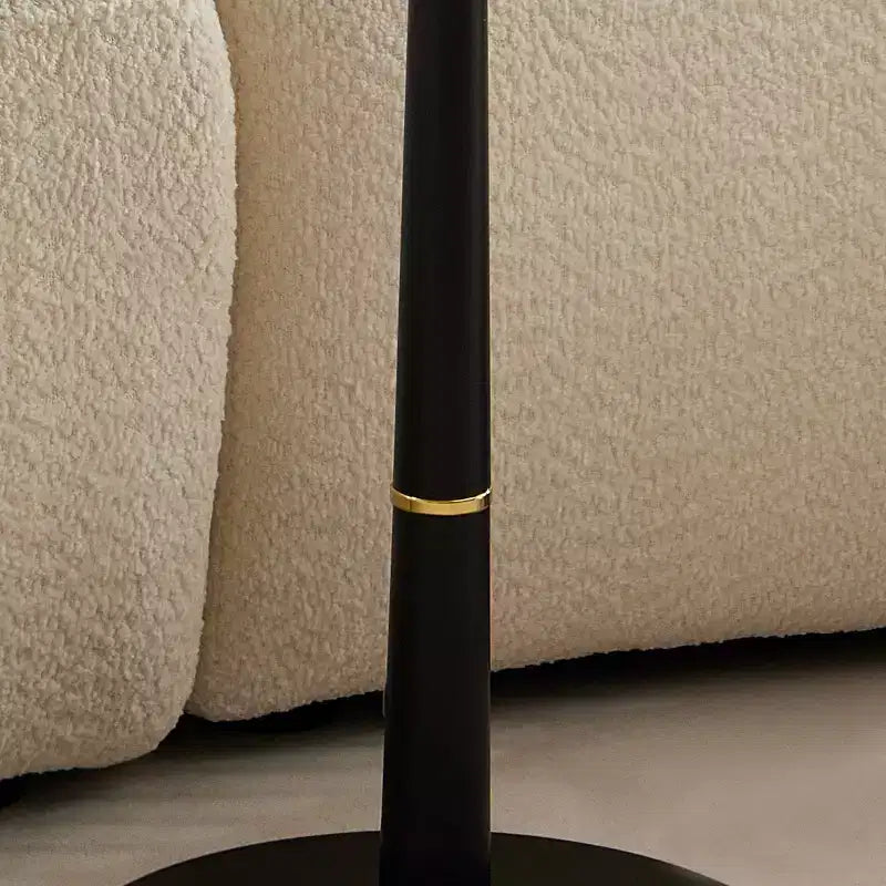 Tavolino quadrato VIYET 24 - MDF nero, Gambe in metallo, Dettagli dorati, Scrivania multifunzione per Soggiorno/Salotto