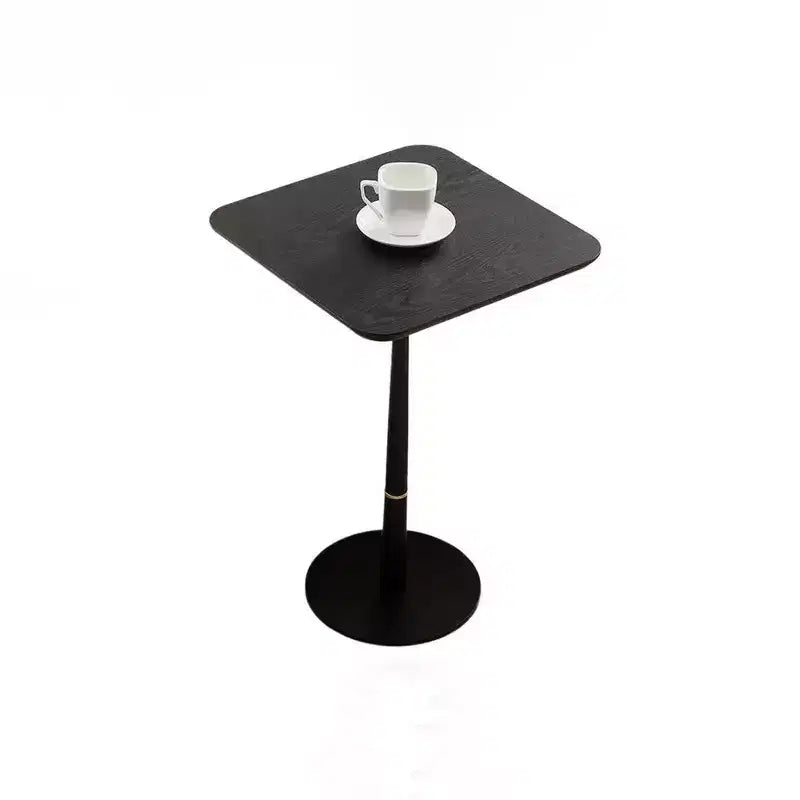 Tavolino quadrato VIYET 24 - MDF nero, Gambe in metallo, Dettagli dorati, Scrivania multifunzione per Soggiorno/Salotto