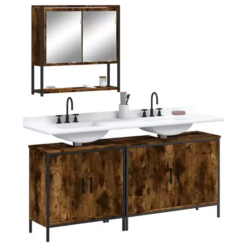 vidaXL Set Mobili Bagno con Mensola 3 pz Legno Ingegnerizzato Design Moderno