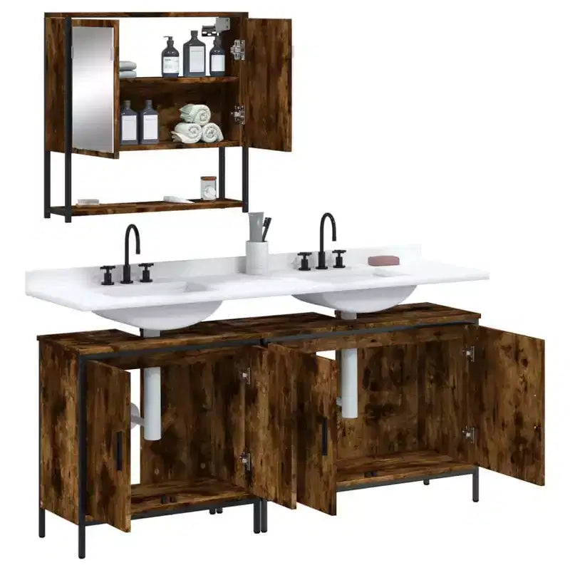 vidaXL Set Mobili Bagno con Mensola 3 pz Legno Ingegnerizzato Design Moderno