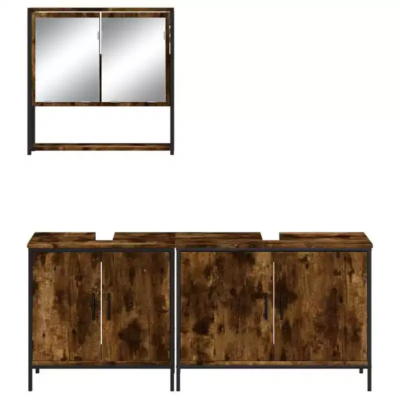 vidaXL Set Mobili Bagno con Mensola 3 pz Legno Ingegnerizzato Design Moderno