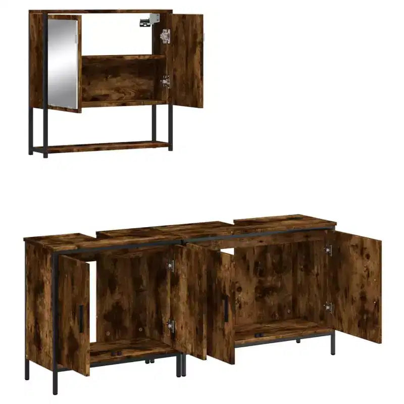 vidaXL Set Mobili Bagno con Mensola 3 pz Legno Ingegnerizzato Design Moderno