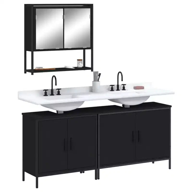 vidaXL Set Mobili Bagno con Mensola 3 pz Legno Ingegnerizzato Design Moderno