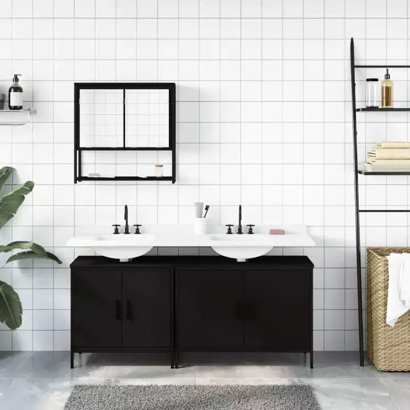 vidaXL Set Mobili Bagno con Mensola 3 pz Legno Ingegnerizzato Design Moderno