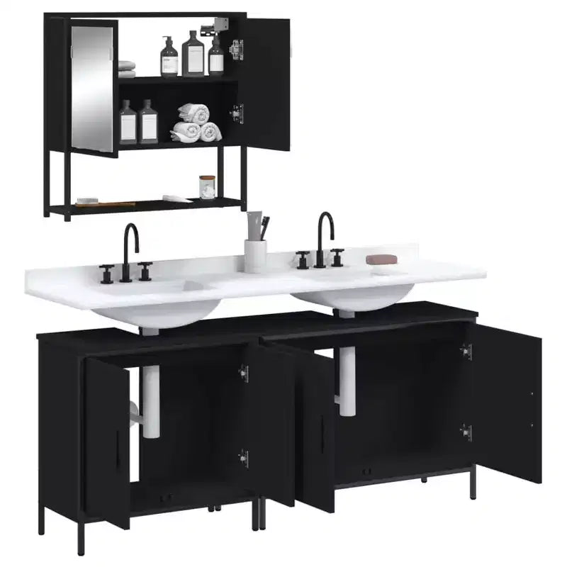 vidaXL Set Mobili Bagno con Mensola 3 pz Legno Ingegnerizzato Design Moderno