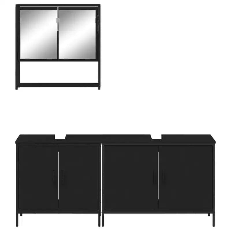 vidaXL Set Mobili Bagno con Mensola 3 pz Legno Ingegnerizzato Design Moderno