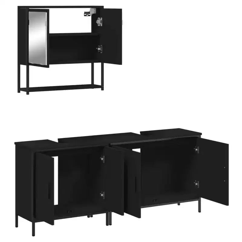 vidaXL Set Mobili Bagno con Mensola 3 pz Legno Ingegnerizzato Design Moderno