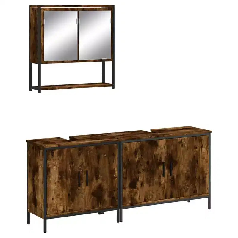 vidaXL Set Mobili Bagno con Mensola 3 pz Legno Ingegnerizzato Design Moderno