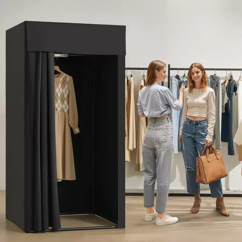 VEVOR Camerino, Camerino Portatile con Tende Spesse in Poliestere, Spazio per la Privacy con Tenda Oscurante e Gancio, 99 x 99 x 198 cm, Nero