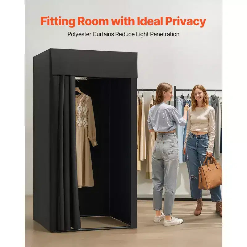 VEVOR Camerino, Camerino Portatile con Tende Spesse in Poliestere, Spazio per la Privacy con Tenda Oscurante e Gancio, 99 x 99 x 198 cm, Nero