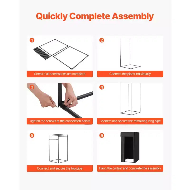 VEVOR Camerino, Camerino Portatile con Tende Spesse in Poliestere, Spazio per la Privacy con Tenda Oscurante e Gancio, 99 x 99 x 198 cm, Nero