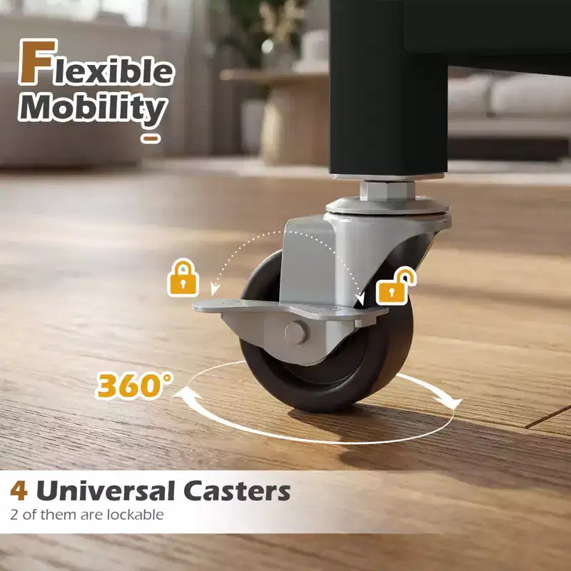 Costway carrello porta stampante mobile a 3 ripiani per ufficio con ripiani portaoggetti