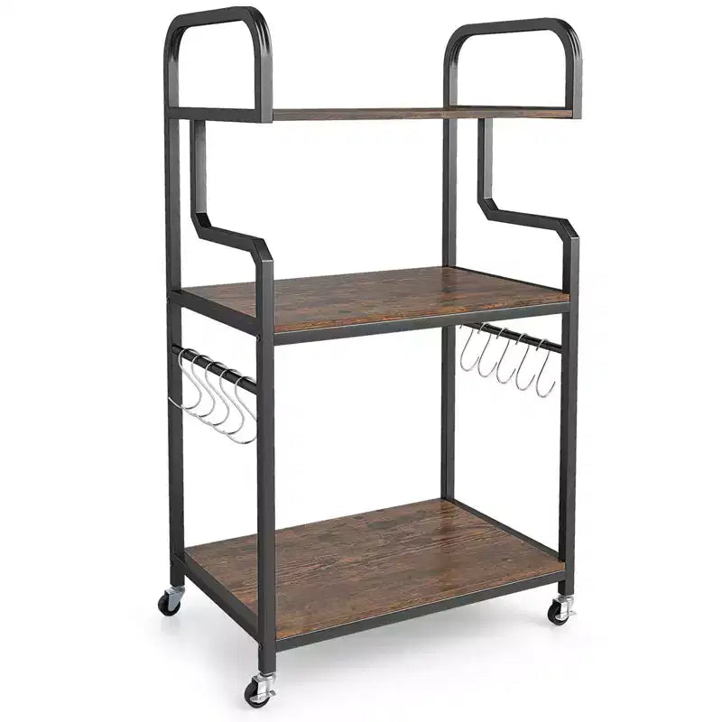 Costway carrello porta stampante mobile a 3 ripiani per ufficio con ripiani portaoggetti