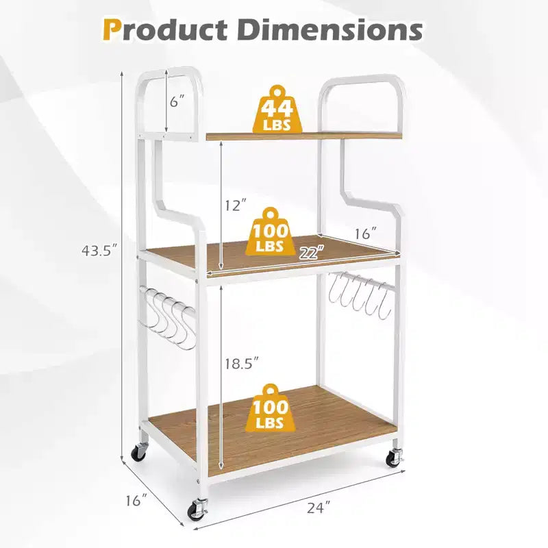 Costway carrello porta stampante mobile a 3 ripiani per ufficio con ripiani portaoggetti