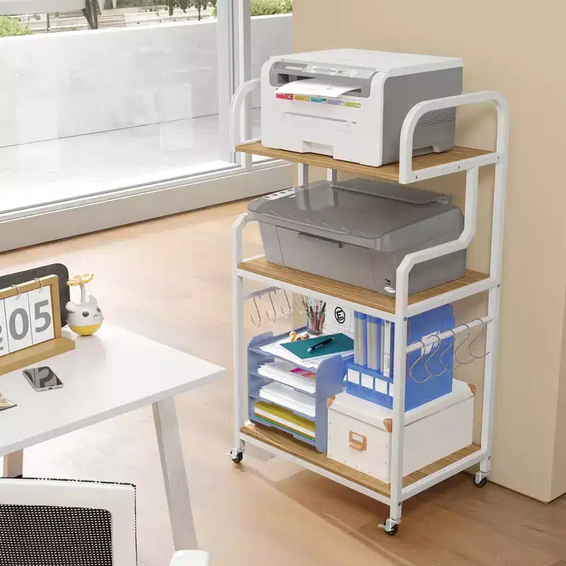 Costway carrello porta stampante mobile a 3 ripiani per ufficio con ripiani portaoggetti
