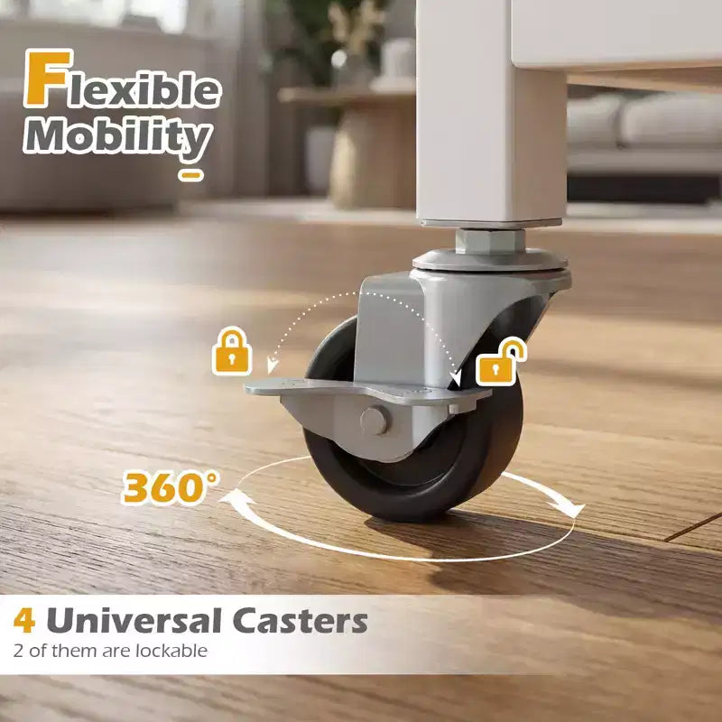 Costway carrello porta stampante mobile a 3 ripiani per ufficio con ripiani portaoggetti