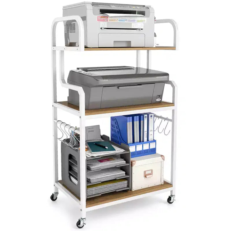 Costway 3-Tier Rolling Printer Stand Home Office Large Printer Cart w/ Storage Shelves