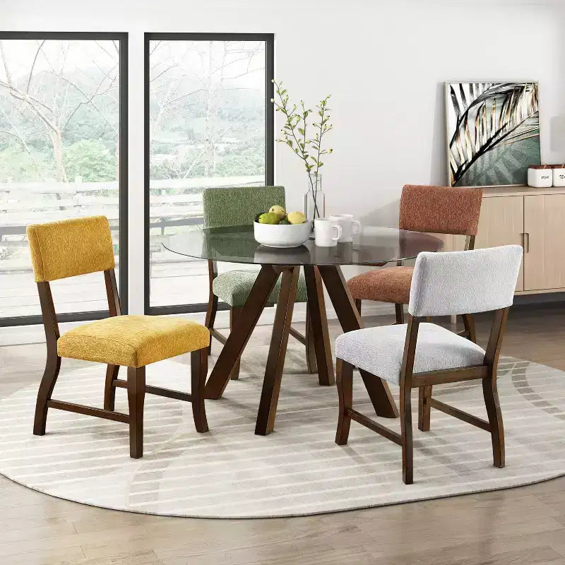 GDFStudio Ellis Sedie da pranzo moderne imbottite in ciniglia in stile rustico con schienale (set da 2)