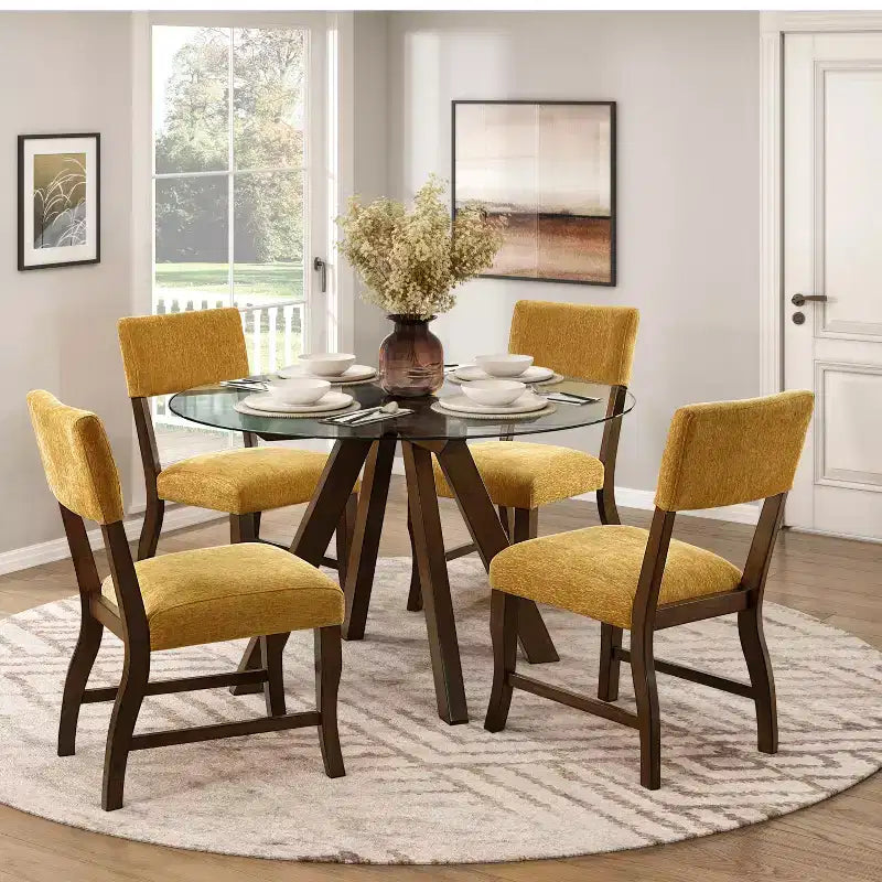 GDFStudio Ellis Sedie da pranzo moderne imbottite in ciniglia in stile rustico con schienale (set da 2)