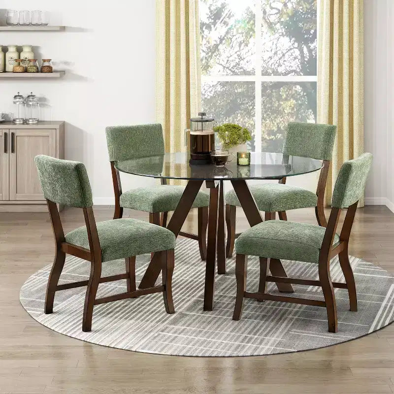 GDFStudio Ellis Sedie da pranzo moderne imbottite in ciniglia in stile rustico con schienale (set da 2)