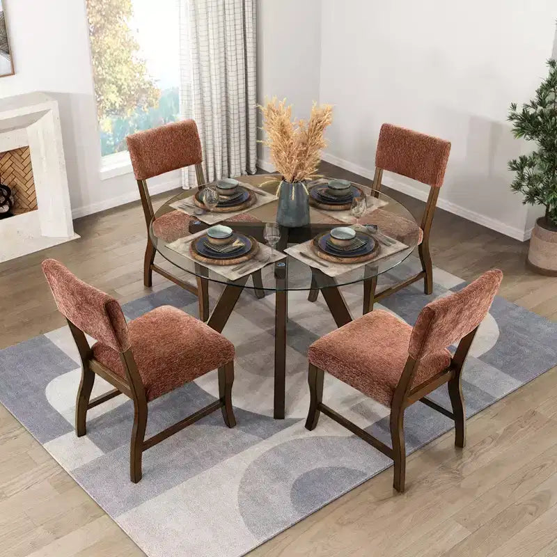 GDFStudio Ellis Sedie da pranzo moderne imbottite in ciniglia in stile rustico con schienale (set da 2)