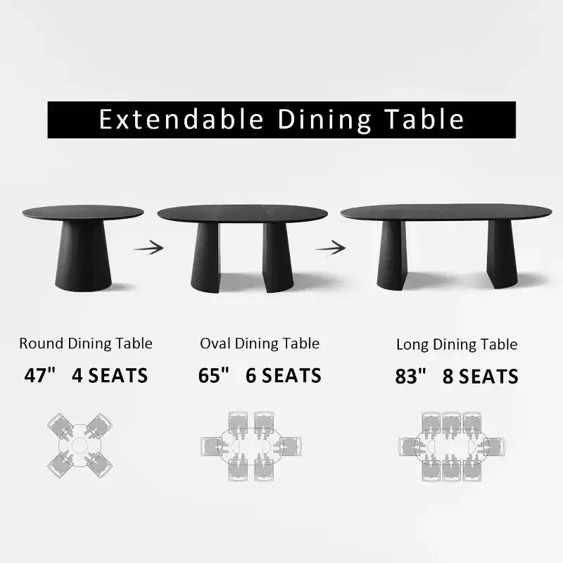 Set da Pranzo Espandibile da Rotondo a Ovale con 8 Sedie in Velluto, Set da Pranzo con Base 3-in-1, da 4 a 8 Posti, Set da Sala da Pranzo Moderno - Panipeachy