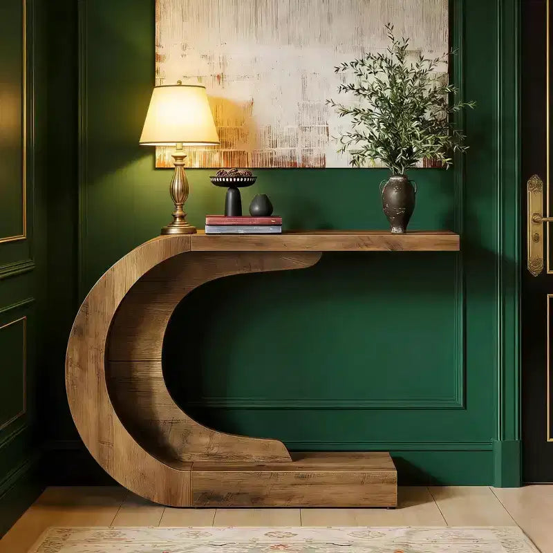 Console Table, C-Shaped Modern Accent Table Hallway Table