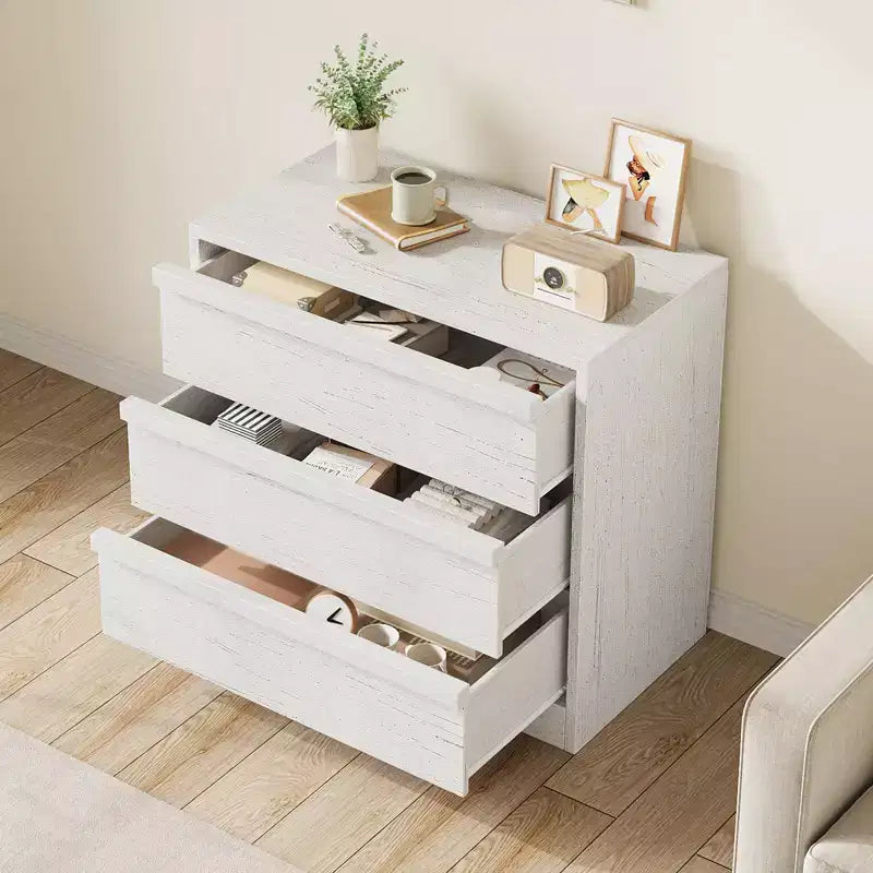 Comodino a 3 cassetti | Comodino in rovere naturale e cassettiera piccola moderna con ampio spazio per camera da letto, soggiorno, cameretta e ingresso