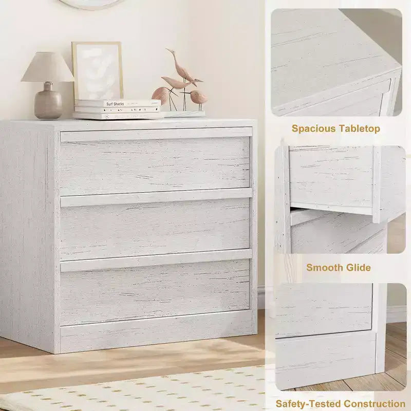 Comodino a 3 cassetti | Comodino in rovere naturale e cassettiera piccola moderna con ampio spazio per camera da letto, soggiorno, cameretta e ingresso