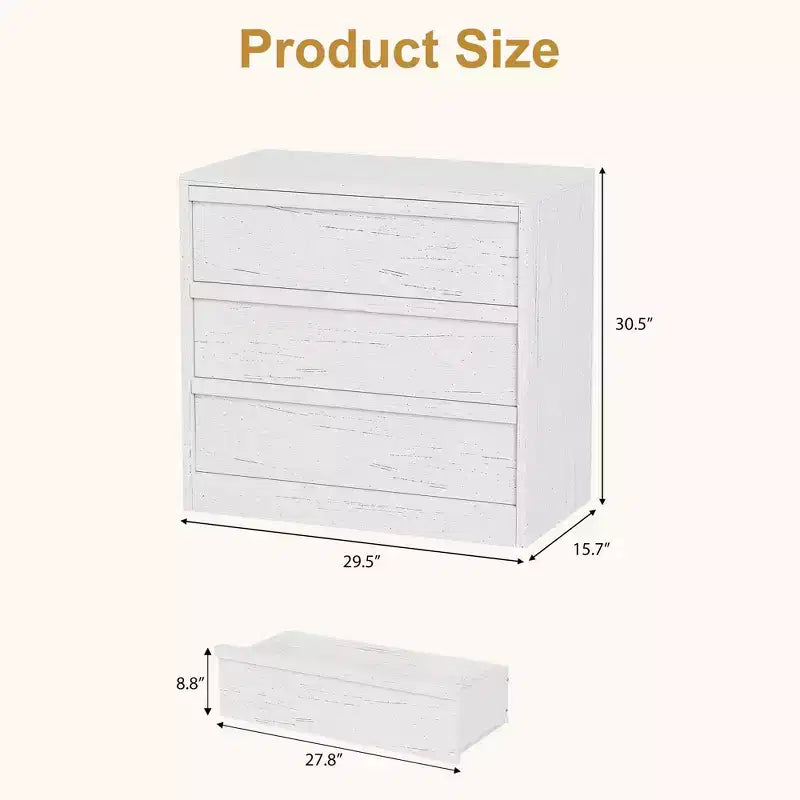 Comodino a 3 cassetti | Comodino in rovere naturale e cassettiera piccola moderna con ampio spazio per camera da letto, soggiorno, cameretta e ingresso