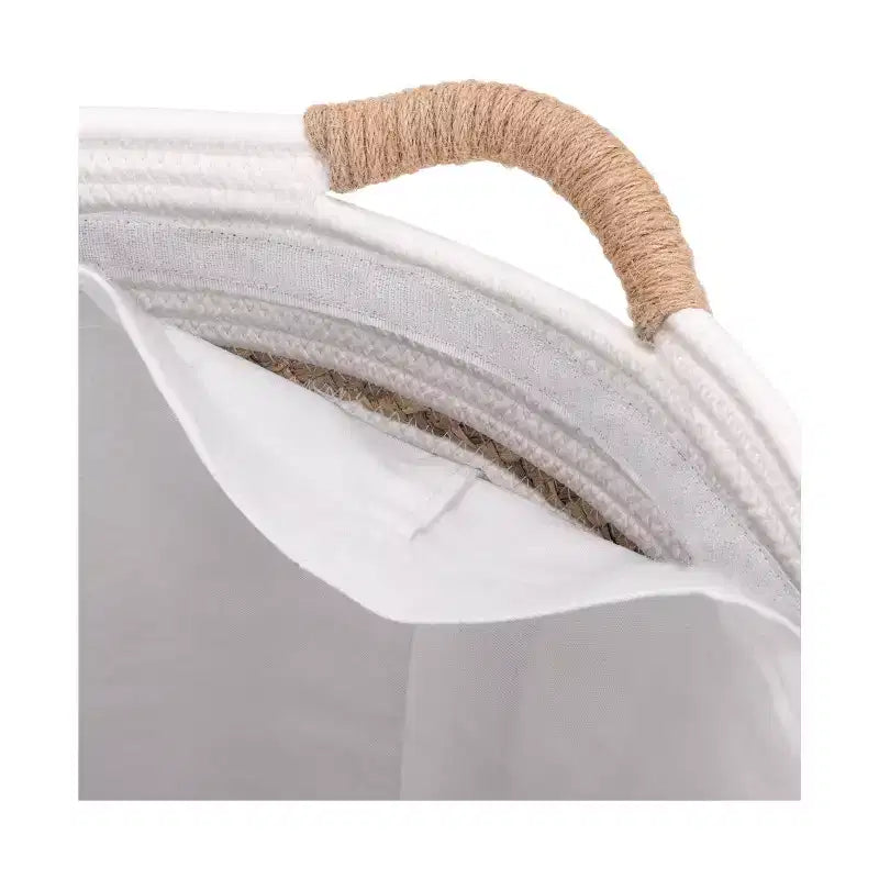 Cesto rotondo Seville Classics con rivestimento, in giacinto d'acqua naturale e corda