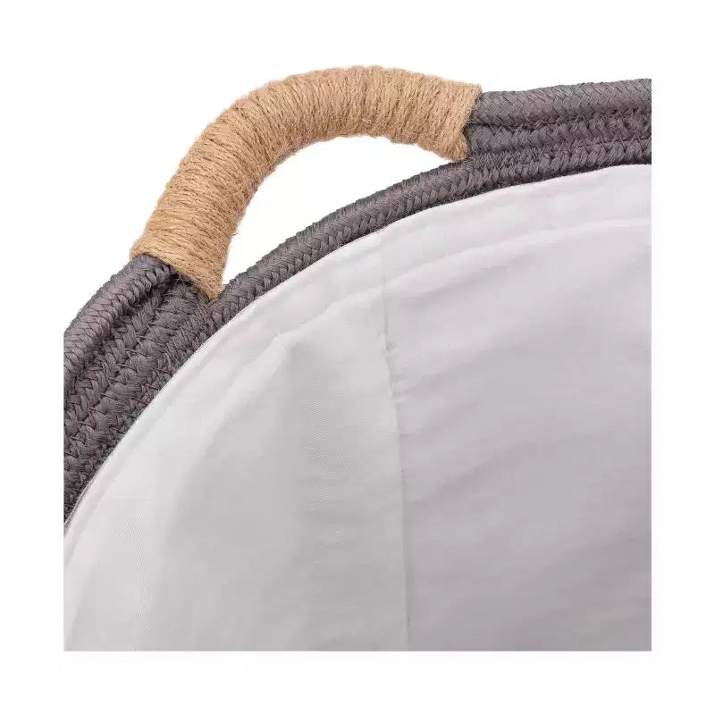 Cesto rotondo Seville Classics con rivestimento, in giacinto d'acqua naturale e corda