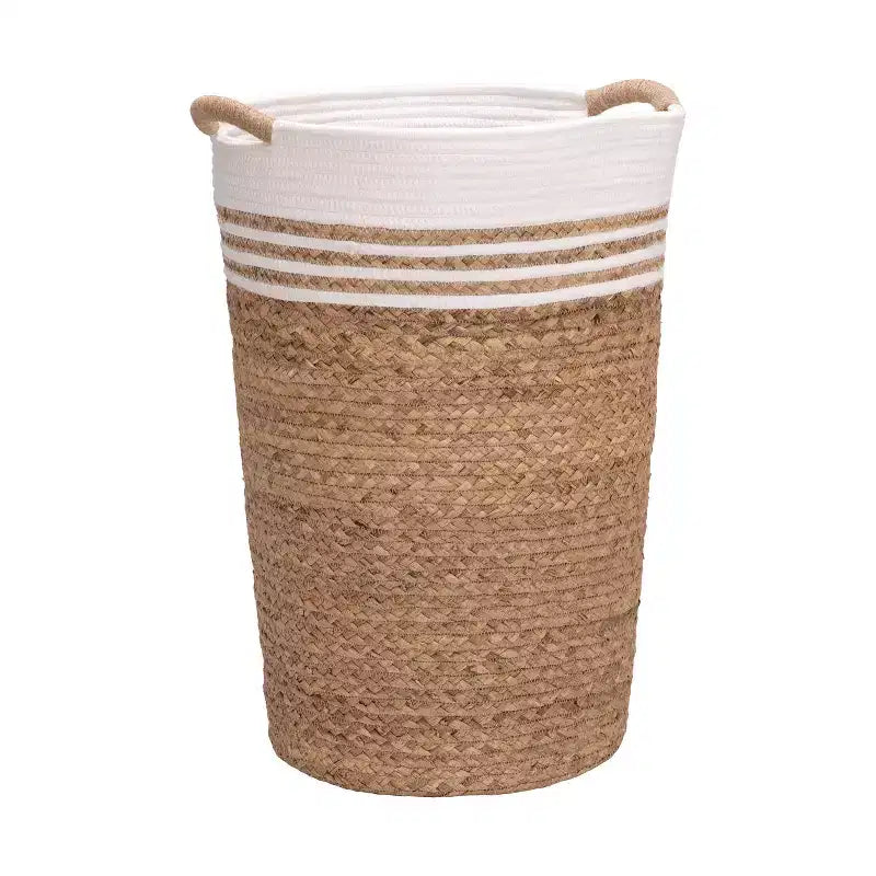 Cesto rotondo Seville Classics con rivestimento, in giacinto d'acqua naturale e corda