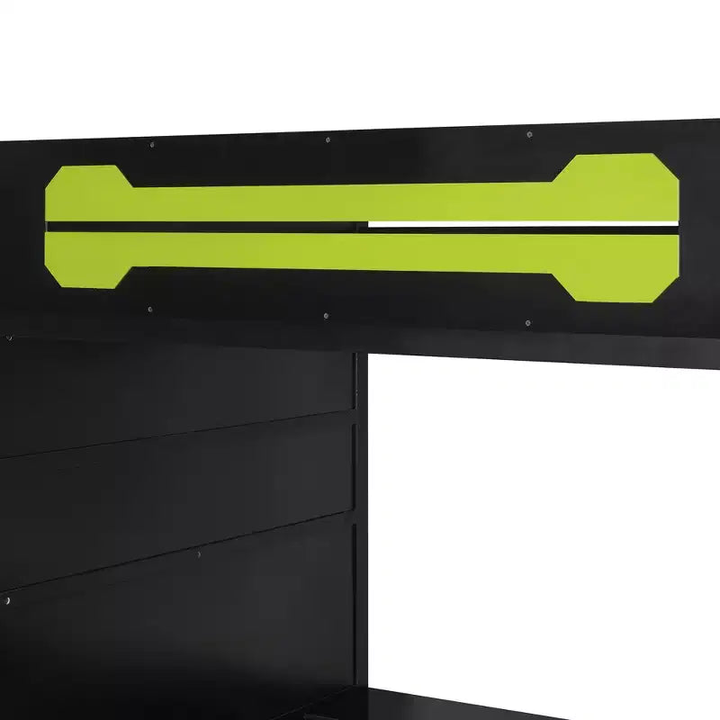 Letto a soppalco moderno Luxystar a grandezza naturale con scrivania per computer illuminata, libreria e centro di intrattenimento