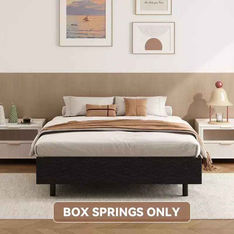 Struttura letto Dyonery 5/9 pollici, queen size, struttura letto a piattaforma queen in metallo, supporto a barra in acciaio resistente, gambe del letto arrotondate, base per materasso.