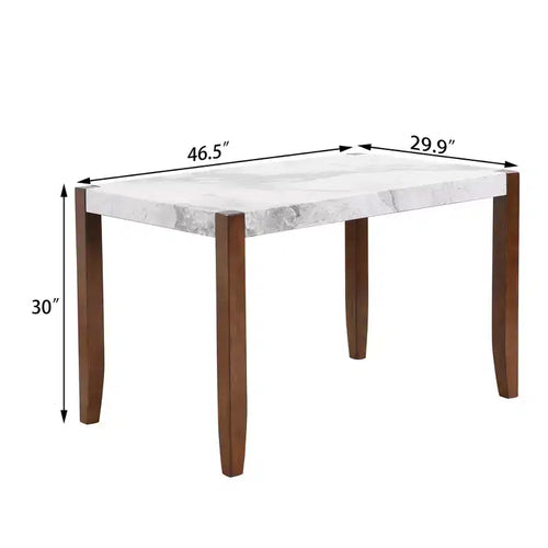 46.5 Tavolo da pranzo moderno in finto marmo con gambe in legno e superficie facile da pulire