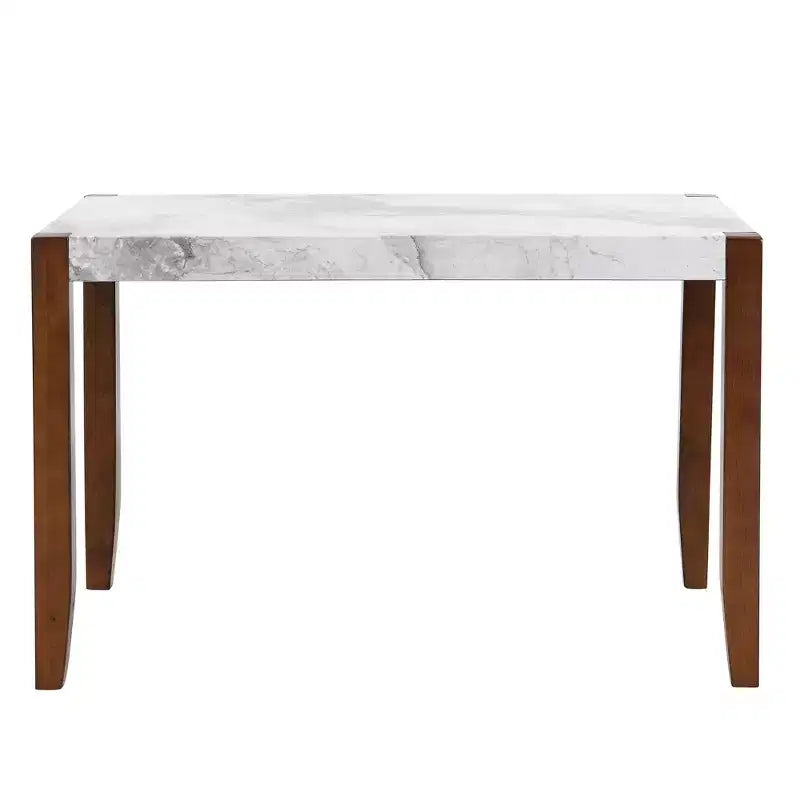 46.5 Tavolo da pranzo moderno in finto marmo con gambe in legno e superficie facile da pulire