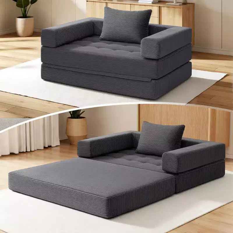 WARMOUNTS Divano Letto Pieghevole con Schienale e Braccioli Regolabili, Divano Letto Convertibile Full Size per Soggiorno e Ufficio