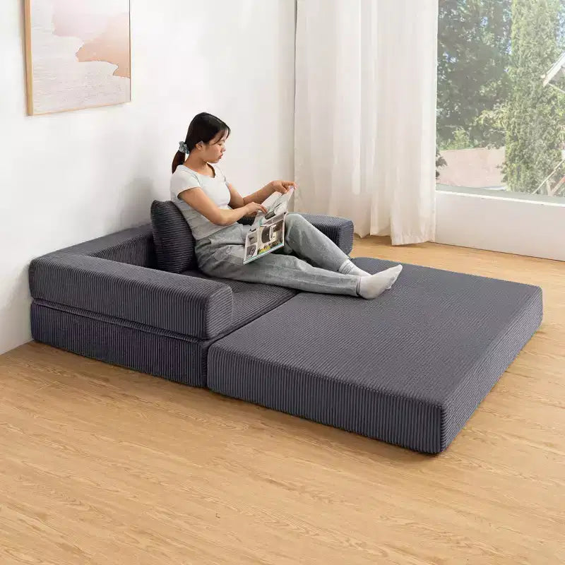 WARMOUNTS Divano Letto Pieghevole con Schienale e Braccioli Regolabili, Divano Letto Convertibile Full Size per Soggiorno e Ufficio