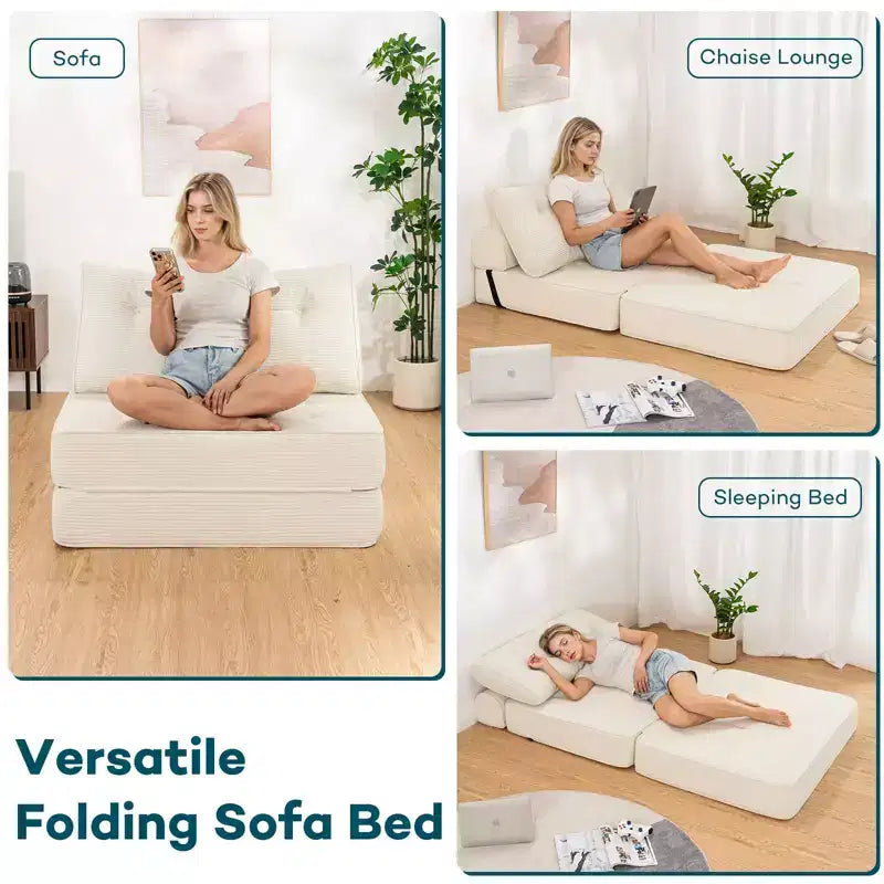 WARMOUNTS Divano Letto Pieghevole con Schienale Regolabile, Divano Letto Singolo Convertibile per Soggiorno e Ufficio